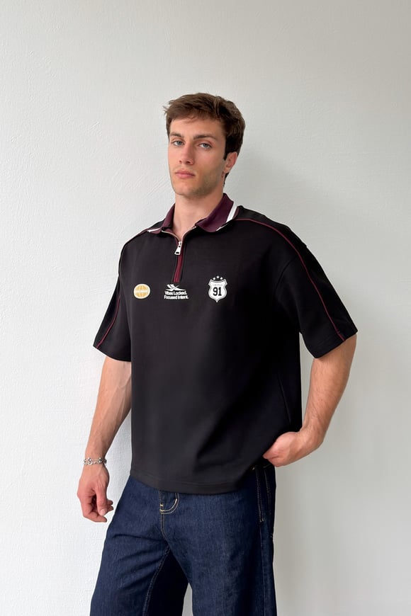 Polo Yaka Half Zip Tişört