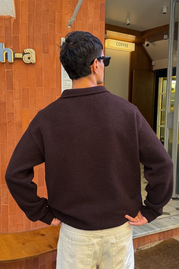 Dark Brown Polo-Neck Knit