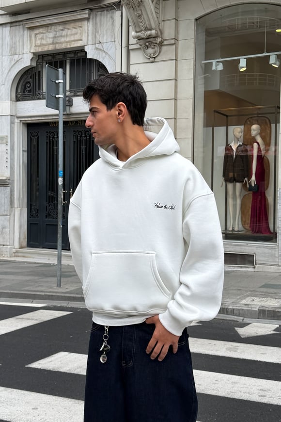 Ecru Printed Hoodie