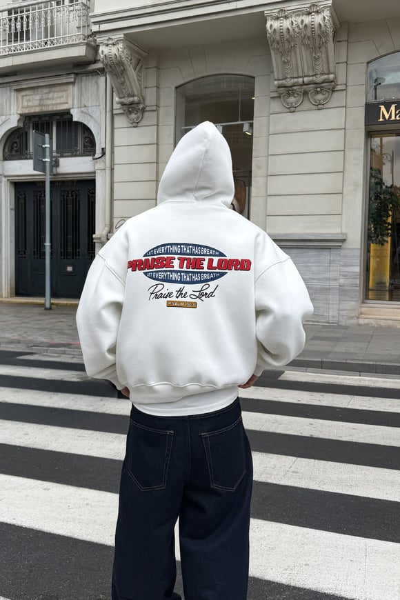 Ecru Printed Hoodie