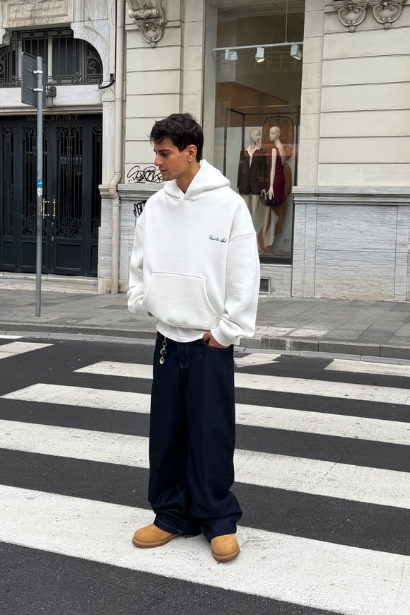 Ecru Printed Hoodie