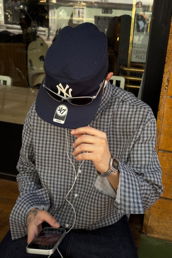 Black Relax Fit Plaid Shirt