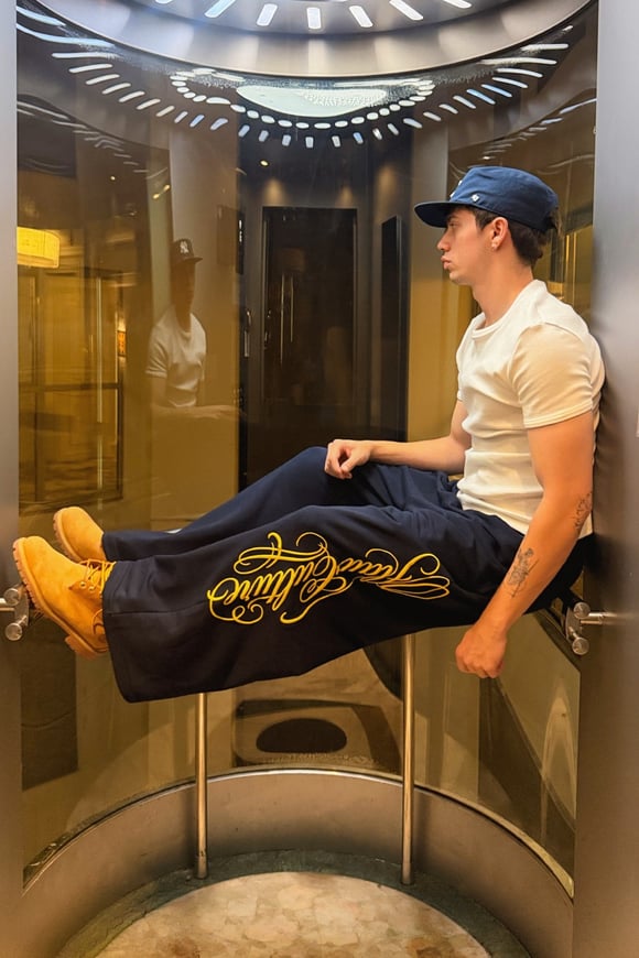 Script Ayarlanabilir Lacivert Baggy Eşofman Altı