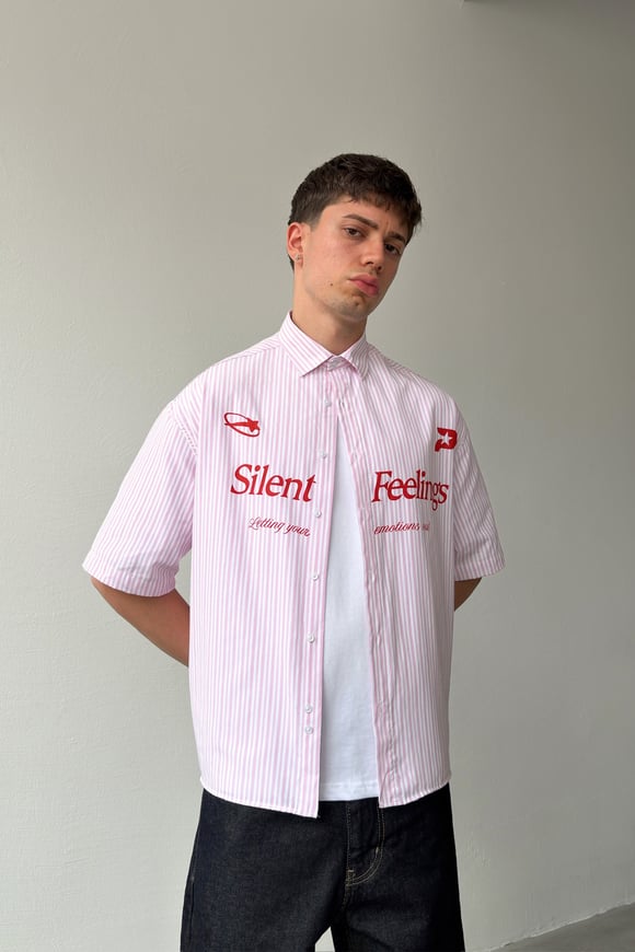 Silent Feelings Baskılı Çizgili Gömlek