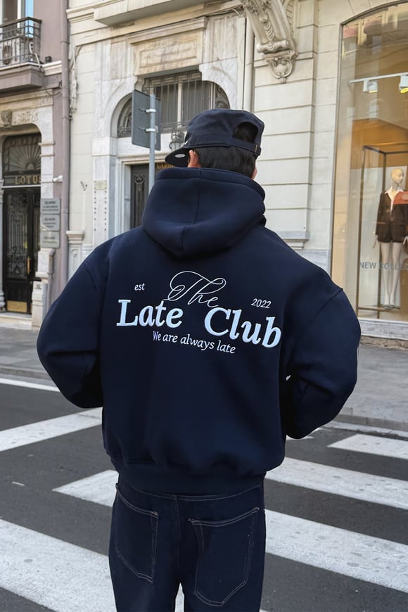 To Be Late Navy Blue Hoodie