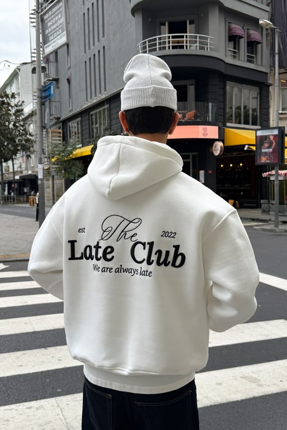 To Be Late White Hoodie
