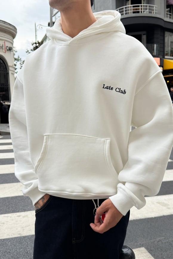 To Be Late White Hoodie