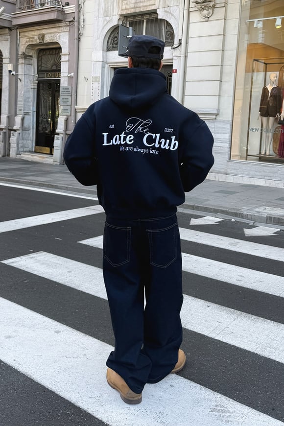 To Be Late Navy Blue Hoodie