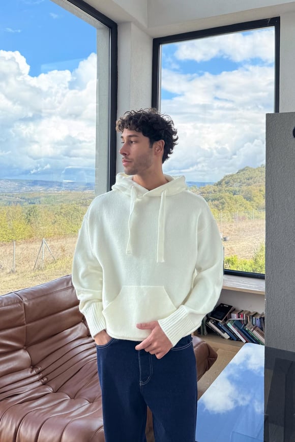 Triko Hoodie Ekru