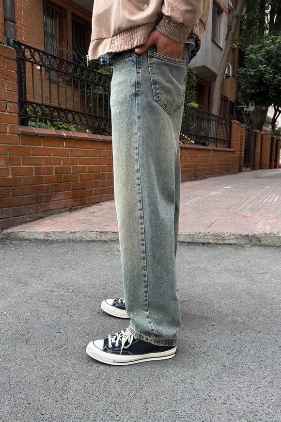 Washed Blue Regular Pants