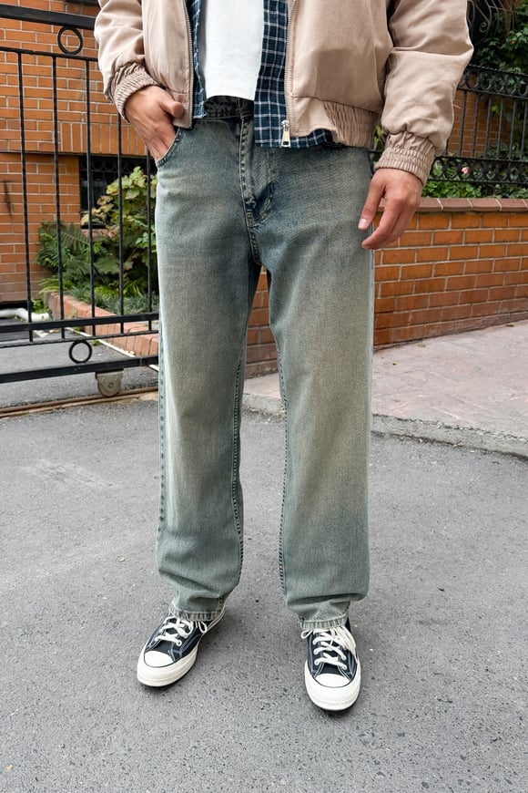 Washed Blue Regular Pants
