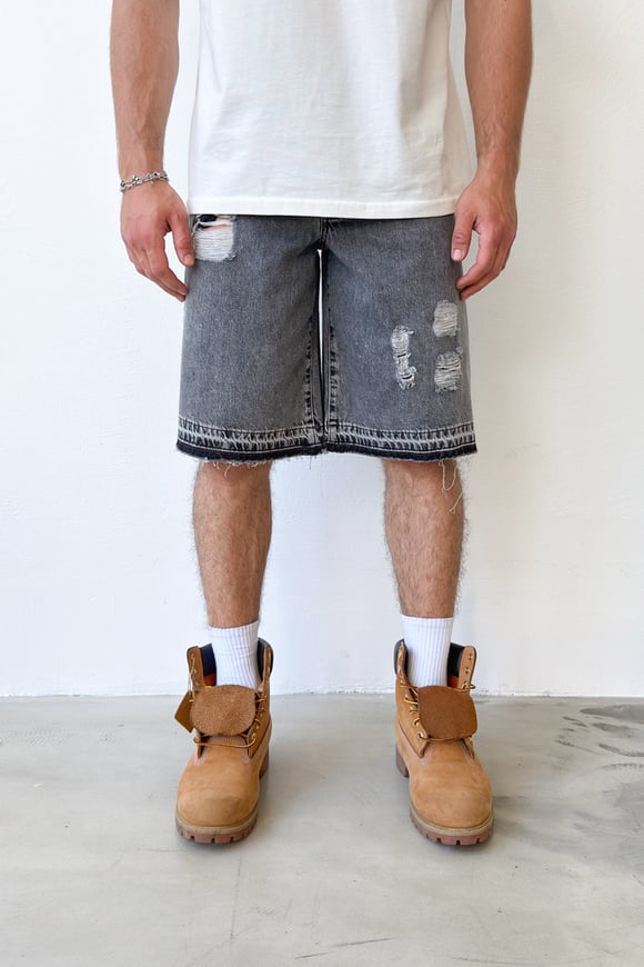 Distressed Denim Şort