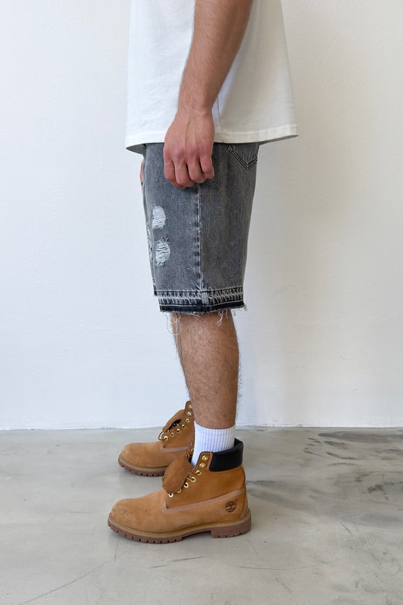 Distressed Denim Şort