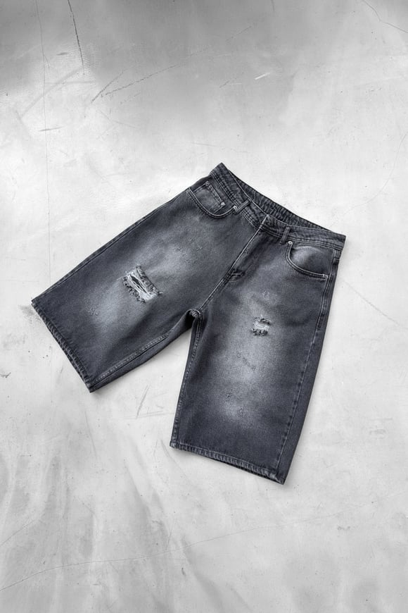 Distressed Relaxed Fit Denim Şort