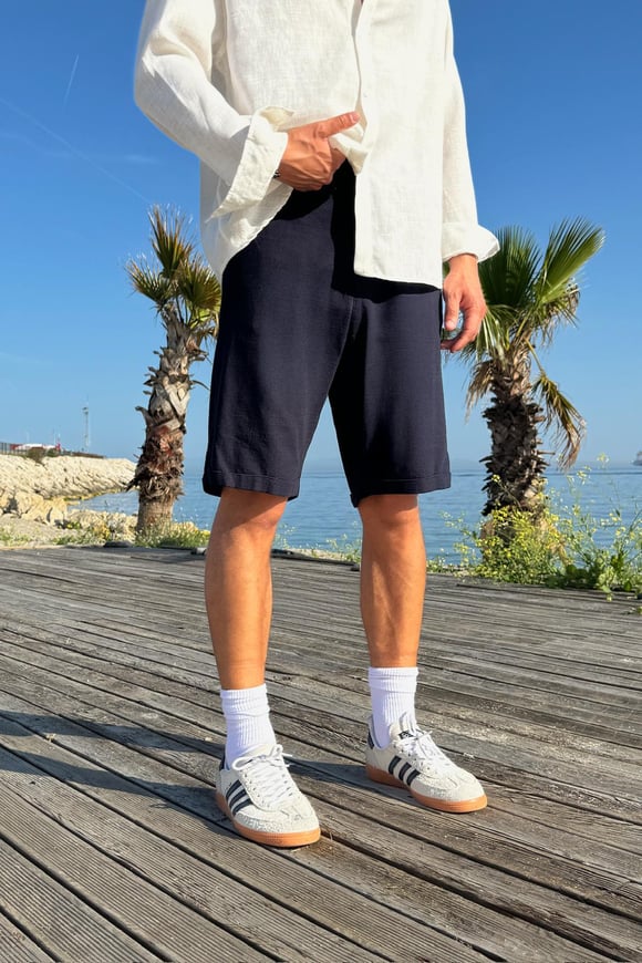 Bağcıklı Keten Bermuda Şort
