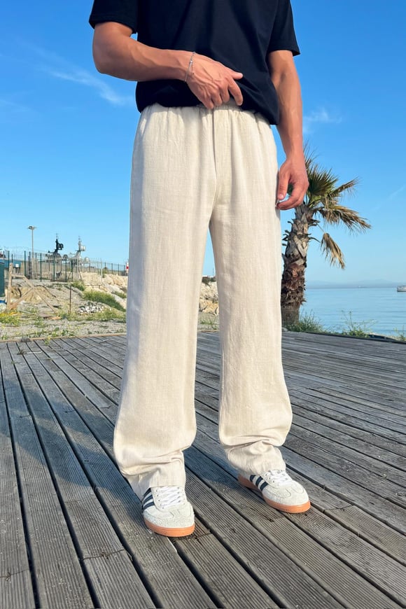 Bel Lastikli Rahat Keten Pantolon
