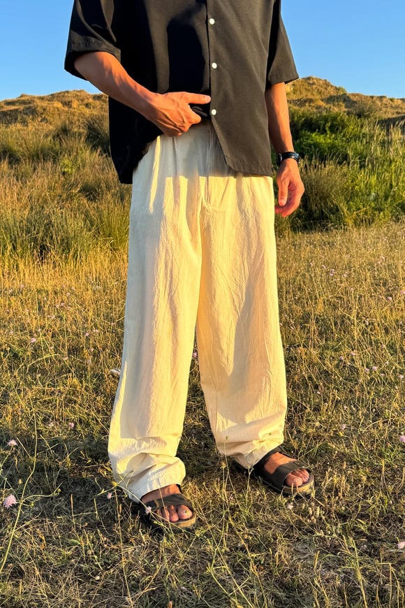 Çift Pileli Keten Pantolon