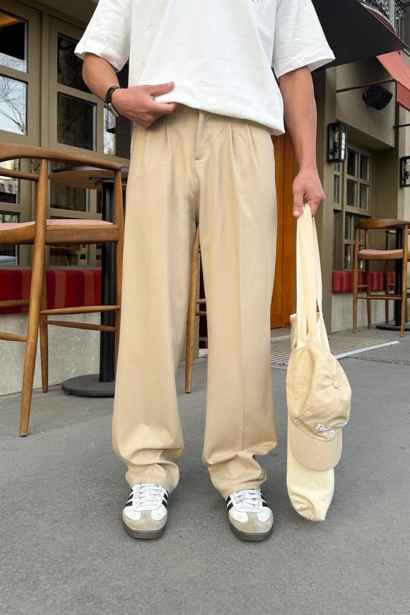 Çift Pileli Kumaş Pantolon