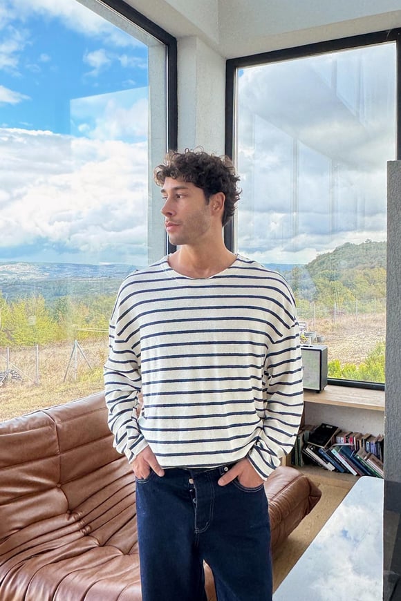 Çizgili Yırtık Model Sweat