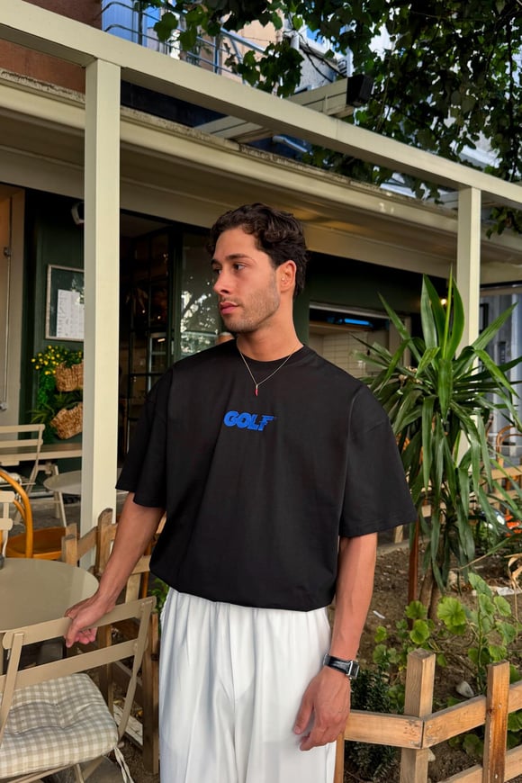 Golf Nakışlı Oversize Tişört