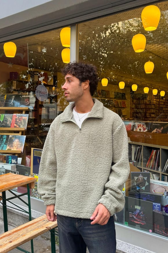 Half Zip Peluş Sweatshirt
