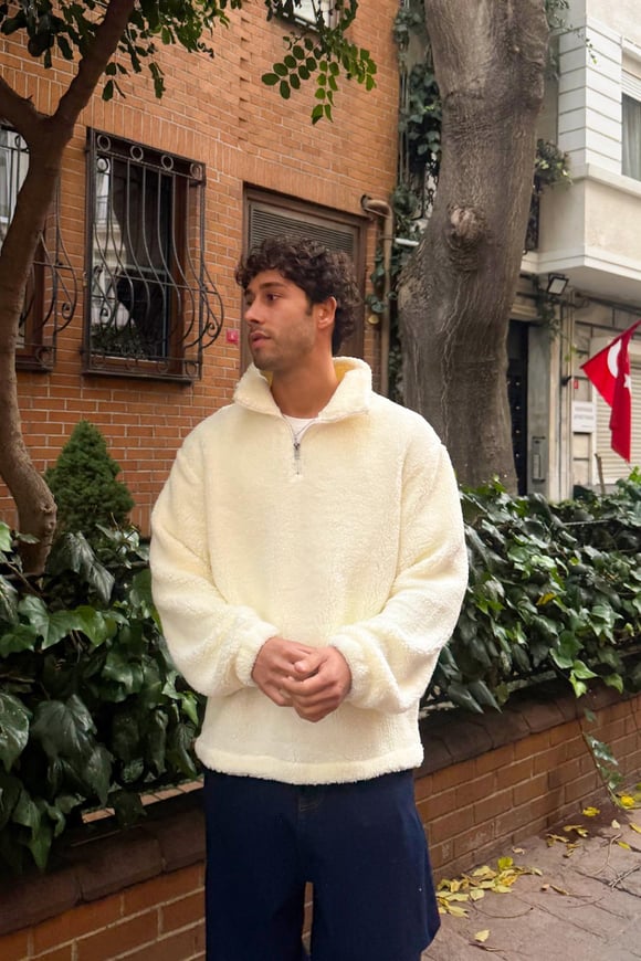 Half Zip Peluş Sweatshirt