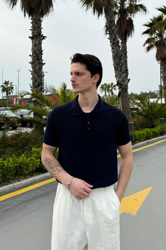 Kısa Kollu Triko Polo Yaka Tişört