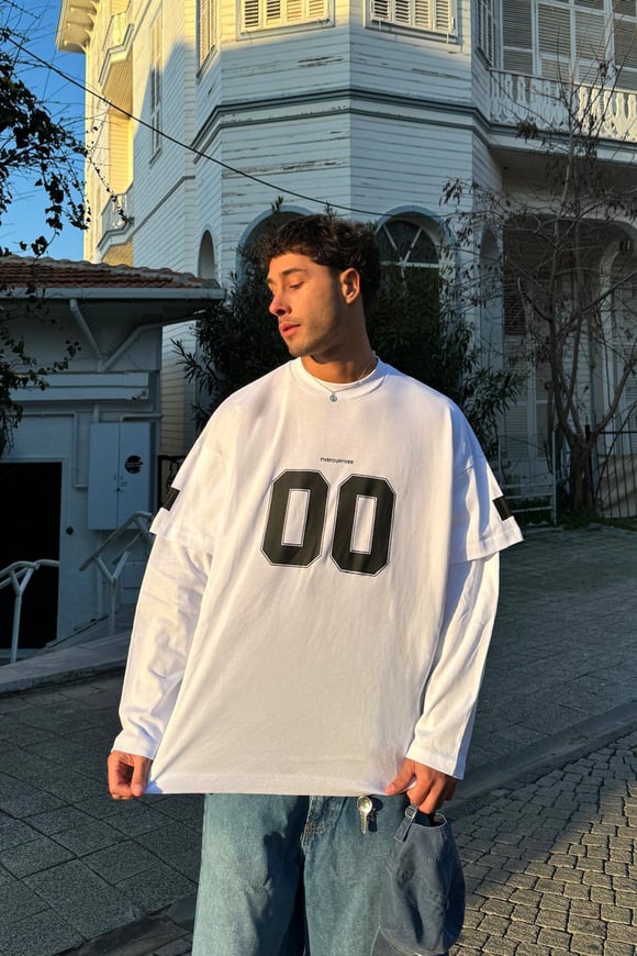 Number 00 Beyaz Uzun Kol Forma