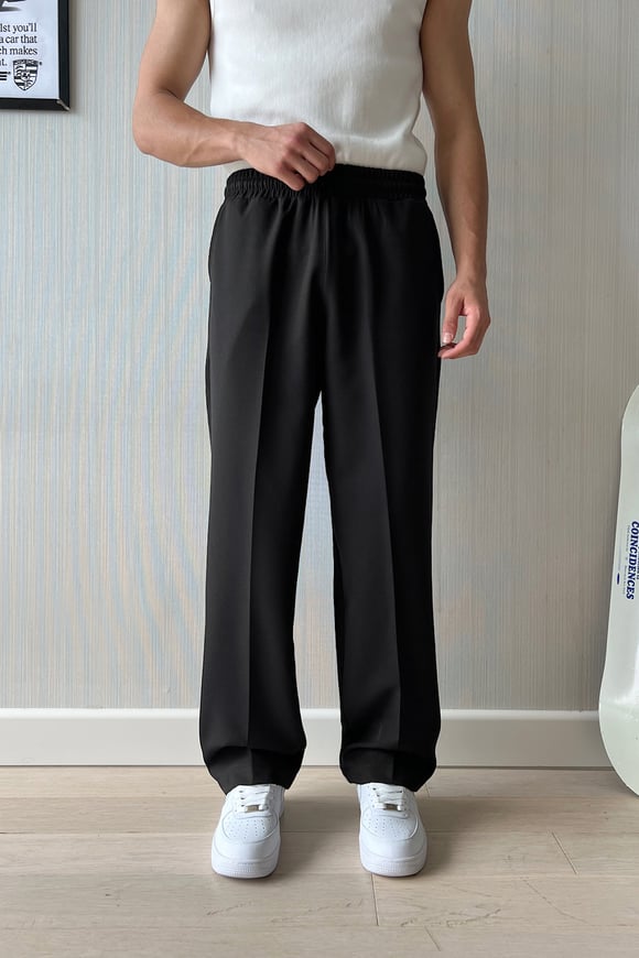 Timeless Bel Lastikli Siyah Kumaş Pantolon