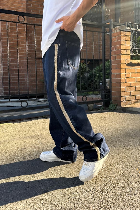 Yan Hasır Detay Baggy Jean