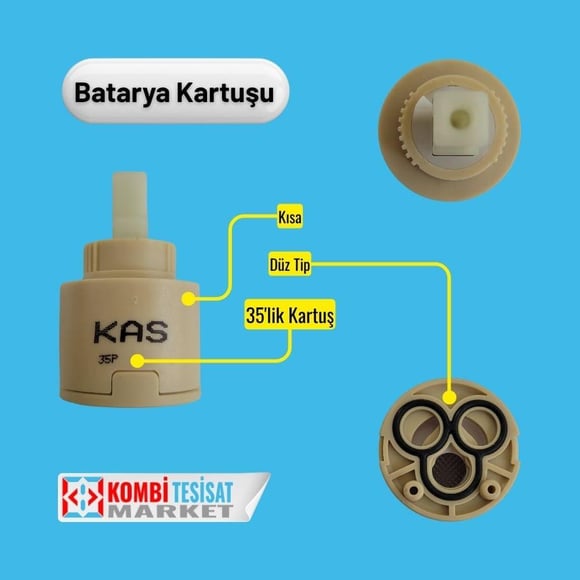 Kas Batarya Kartuşu Kısa Düz 35 mm 91.10.232