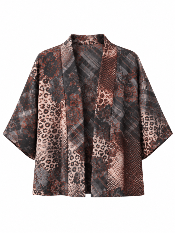Retrobird Tasarım Çok Renkli Boho Mini Kimono