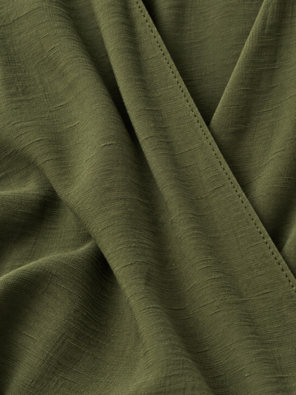 Retrobird Lady Belted Wrap Short Sleeve Green Dress