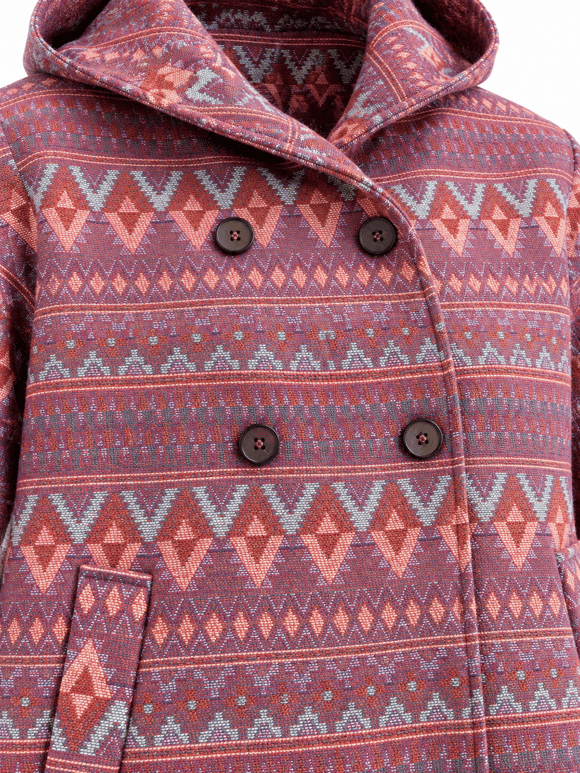 Retrobird Urban Retro Kapüşonlu Oversize Pembe Ceket Kaban
