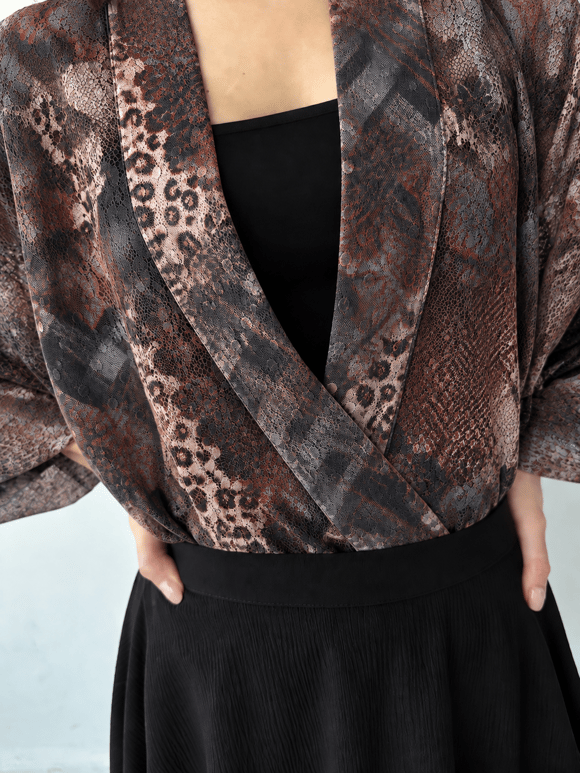 Retrobird Tasarım Çok Renkli Boho Mini Kimono