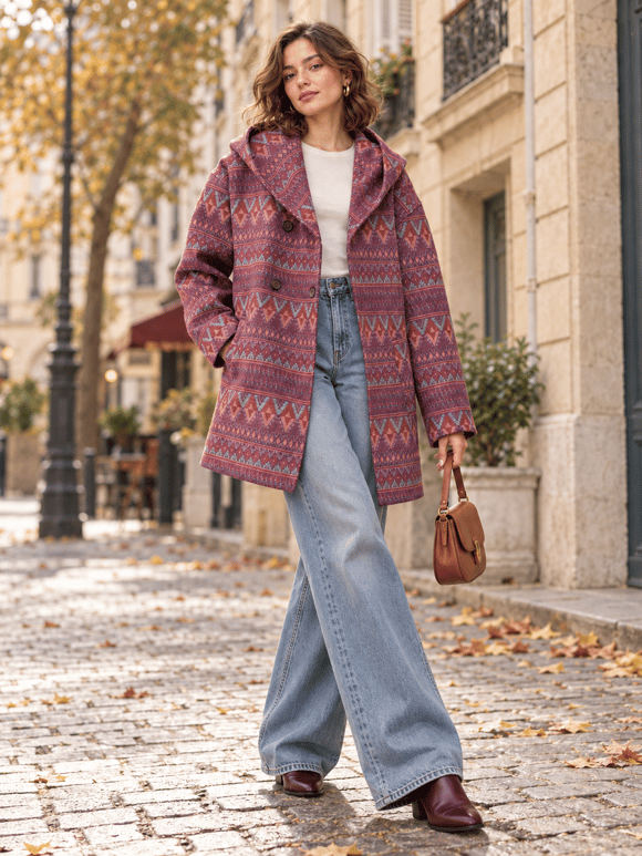 Retrobird Urban Retro Kapüşonlu Oversize Pembe Ceket Kaban