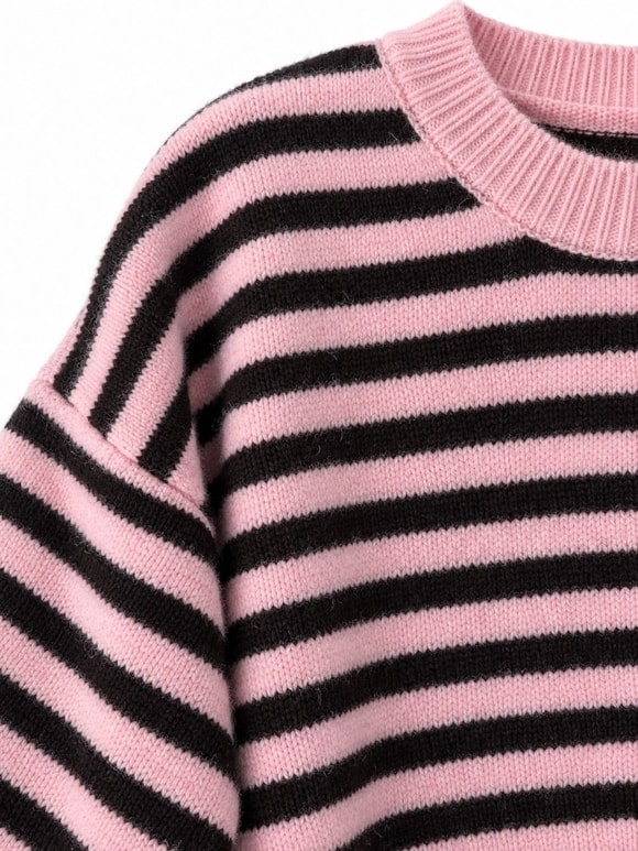 Retrobird Livia Oversize Siyah Çizgili Pembe Triko Kazak