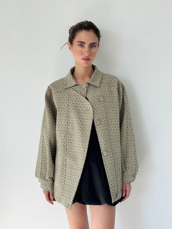 Retrobird Ruby Bomber Yeşil - Krem Ceket Mont