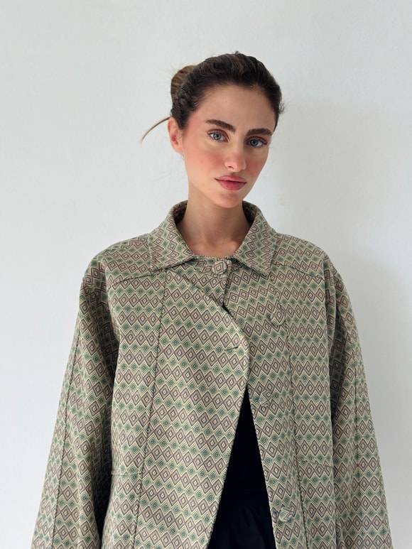 Retrobird Ruby Bomber Yeşil - Krem Ceket Mont