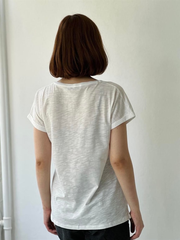 Retrobird Basic Kadın Pamuklu Beyaz Tişört