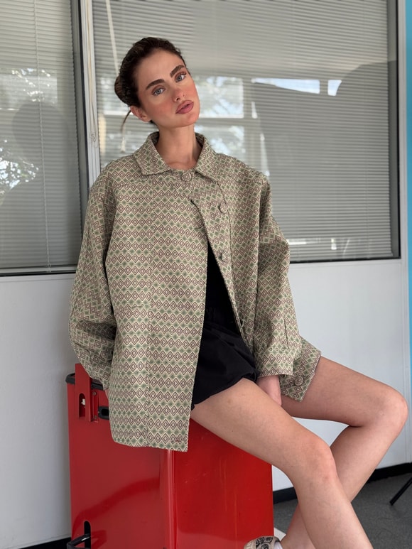 Retrobird Ruby Bomber Yeşil - Krem Ceket Mont
