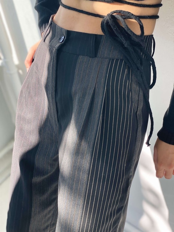 Retrobird Cotton Casual Striped Black Color Womens Palazzo Pants