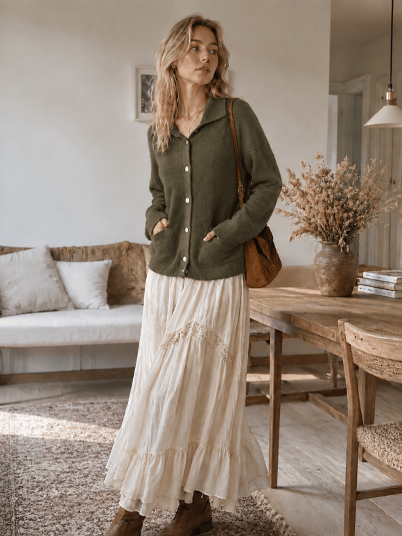 Retrobird Darcy Polo Yaka Cepli Haki Triko Hırka