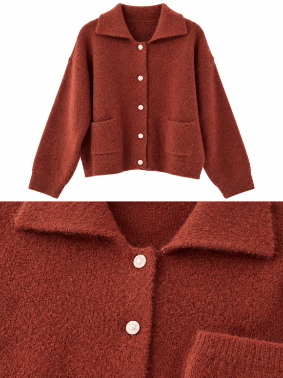 Retrobird Darcy Polo Yaka Cepli Kiremit Triko Hırka