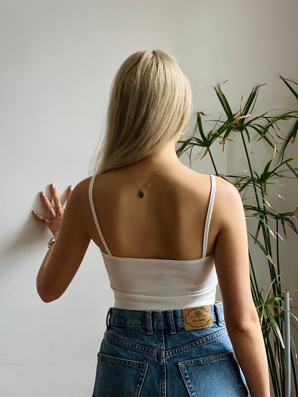 Retrobird Ekru Renkli Likralı Kadın Crop Üst