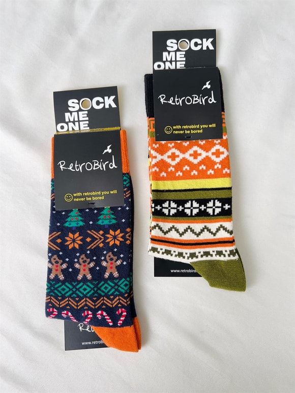 Retrobird 2li Pamuklu Yılbaşı Desen Unisex Çorap