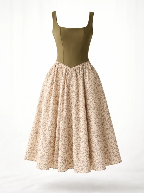 Retrobird 50s Belle Corset Cream Midi Dress