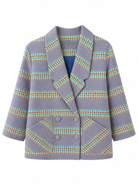Retrobird 90lar Retro Model Eflatun Oversize Tasarım Ekose Ceket