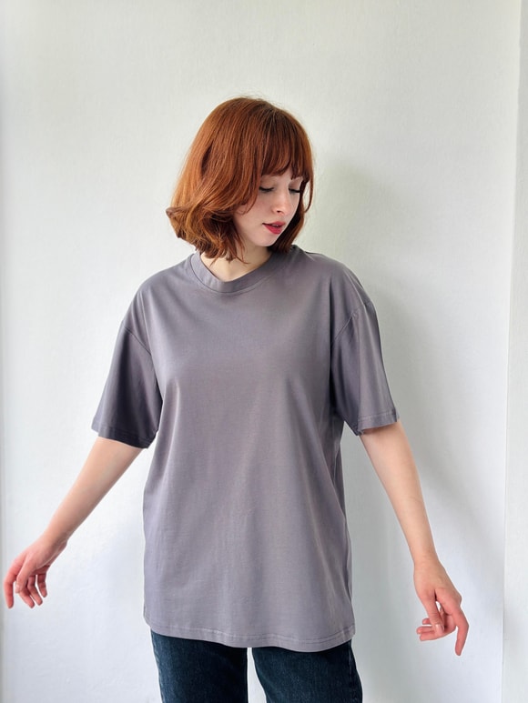 Retrobird Koyu Gri Unisex Oversize Tişört