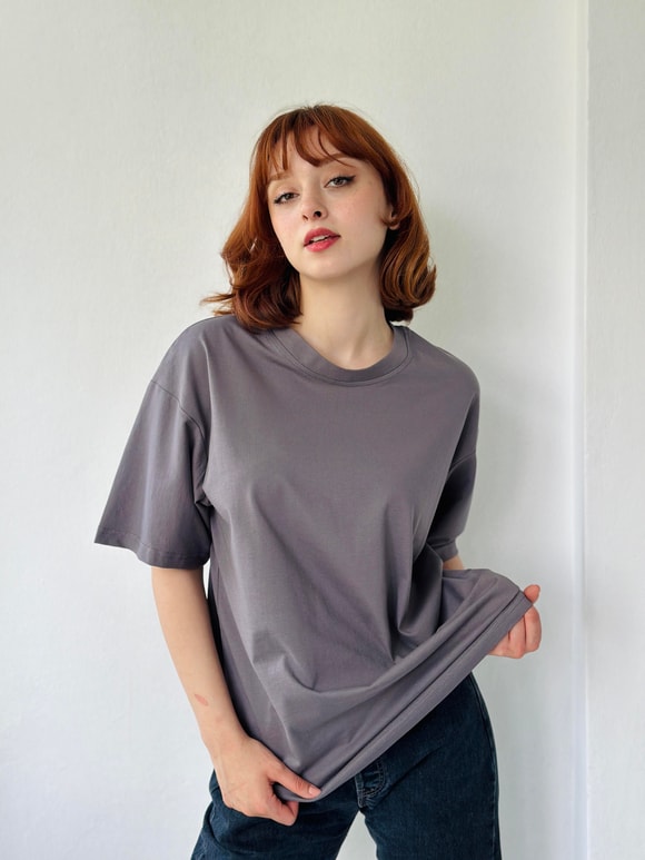 Retrobird Koyu Gri Unisex Oversize Tişört